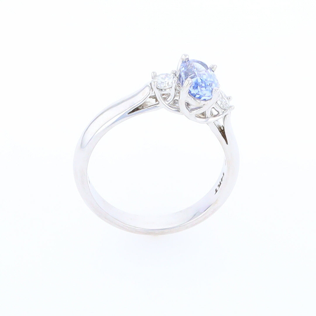 Ceylon Sapphire Three-Stone Trellis Ring