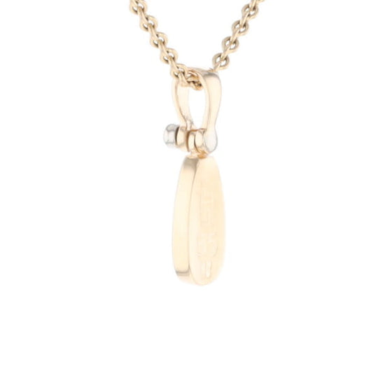 Gold Quartz Necklace Pear Shape Inlaid Pendant with .02ct Diamond