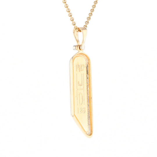 Gold Quartz Long Geometric Inlaid Pendant