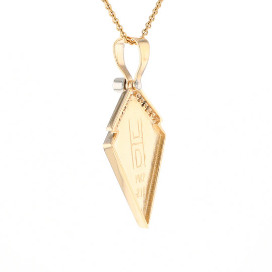 Gold Quartz Kite Shape Inlaid Pendant with .27ctw Diamonds