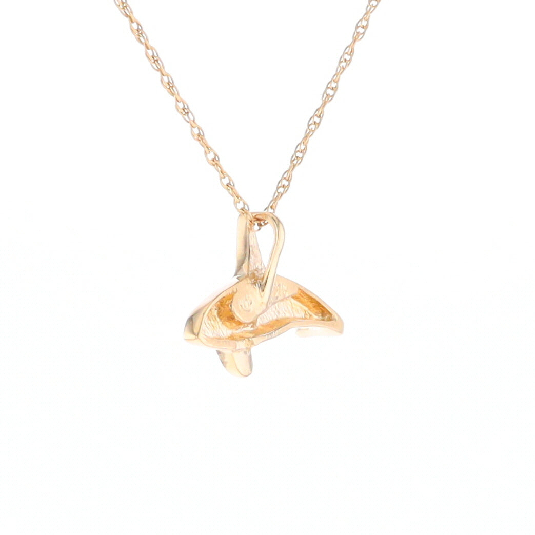 Gold Quartz Necklace Orca Killer Whale Inlaid Sea Life Pendant