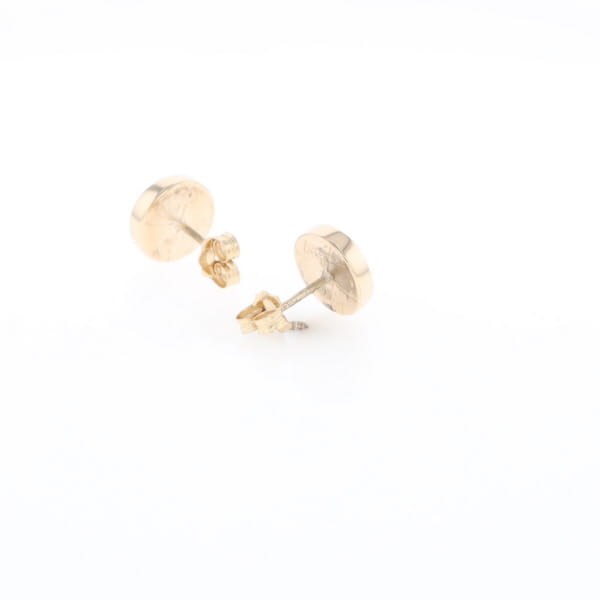 Gold Quartz Earrings 9mm Round Inlaid Studs - G2