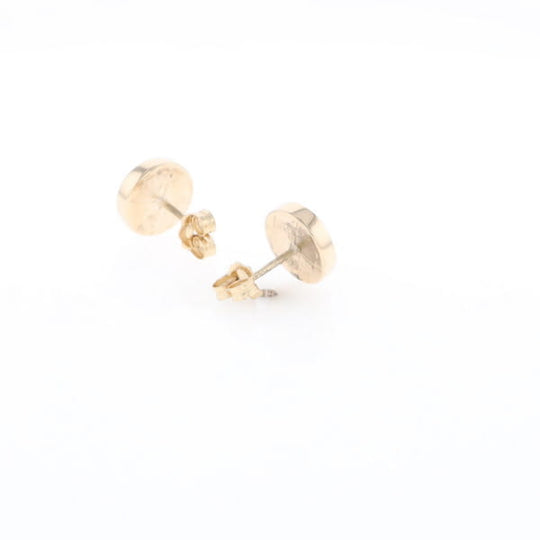 Gold Quartz Earrings 9mm Round Inlaid Studs - G2
