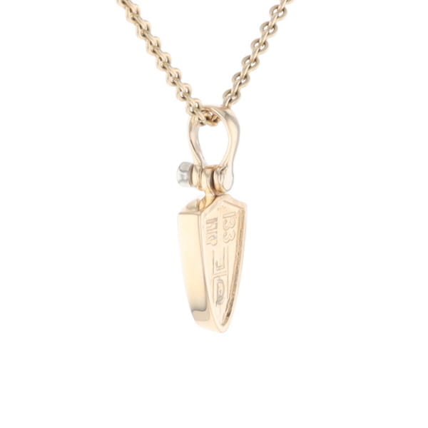 Gold Quartz Pendant Shield Shape Inlaid Pendant with .02ct Diamond