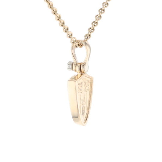 Gold Quartz Pendant Shield Shape Inlaid Pendant with .02ct Diamond