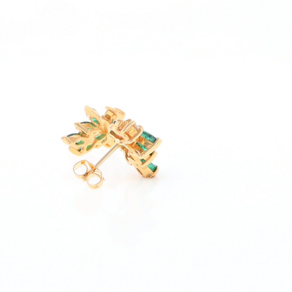 Marquise Emerald Cluster Stud Earrings