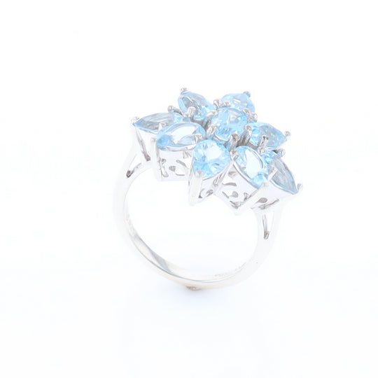 Blue Topaz Flower Ring