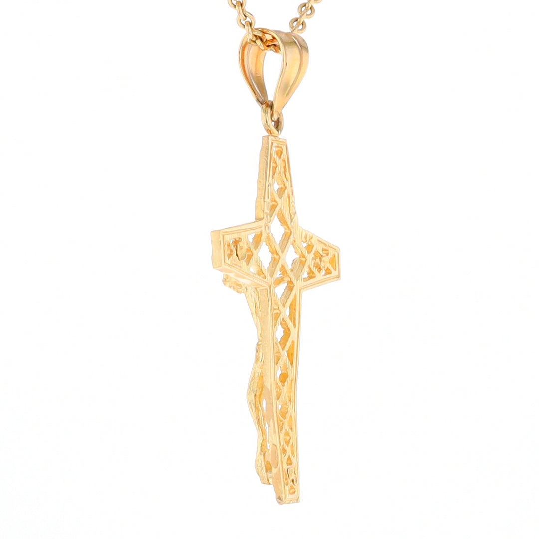 Gold Mesh Crucifix Pendant