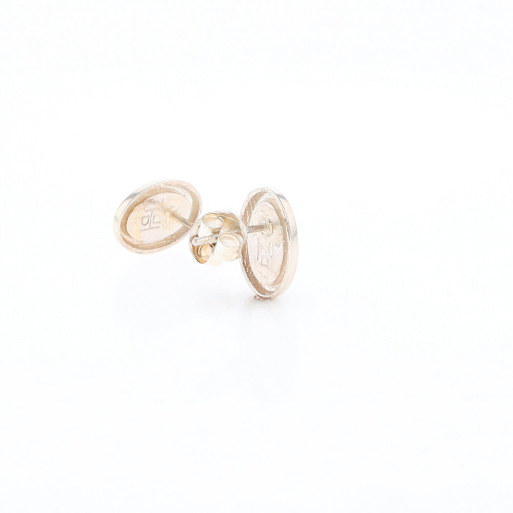 Sterling Silver Gold Quartz Inlaid Oval Stud Earrings - G3