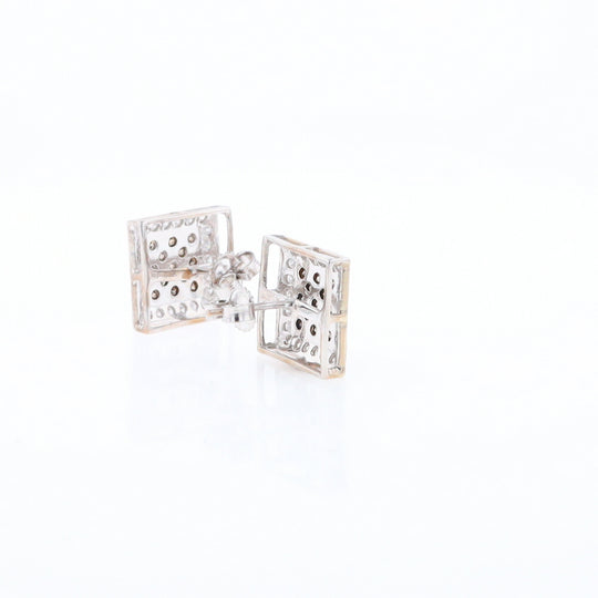 Square White & Chocolate Diamond Earrings