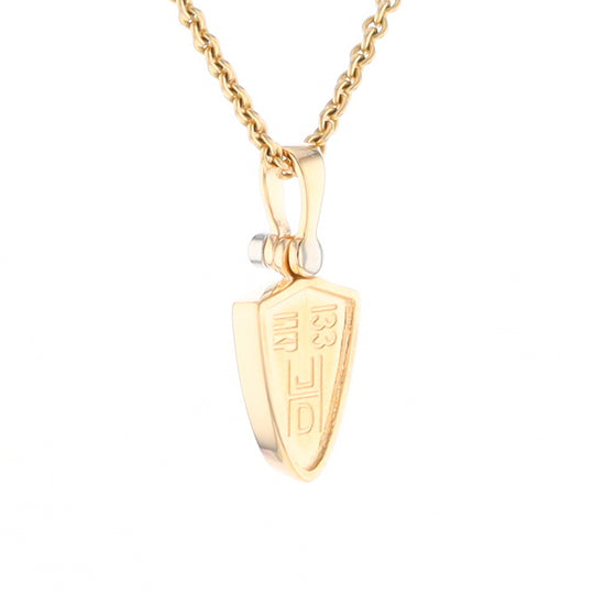 Gold Quartz Necklace Shield Shape Inlaid Pendant with .02ct Diamond