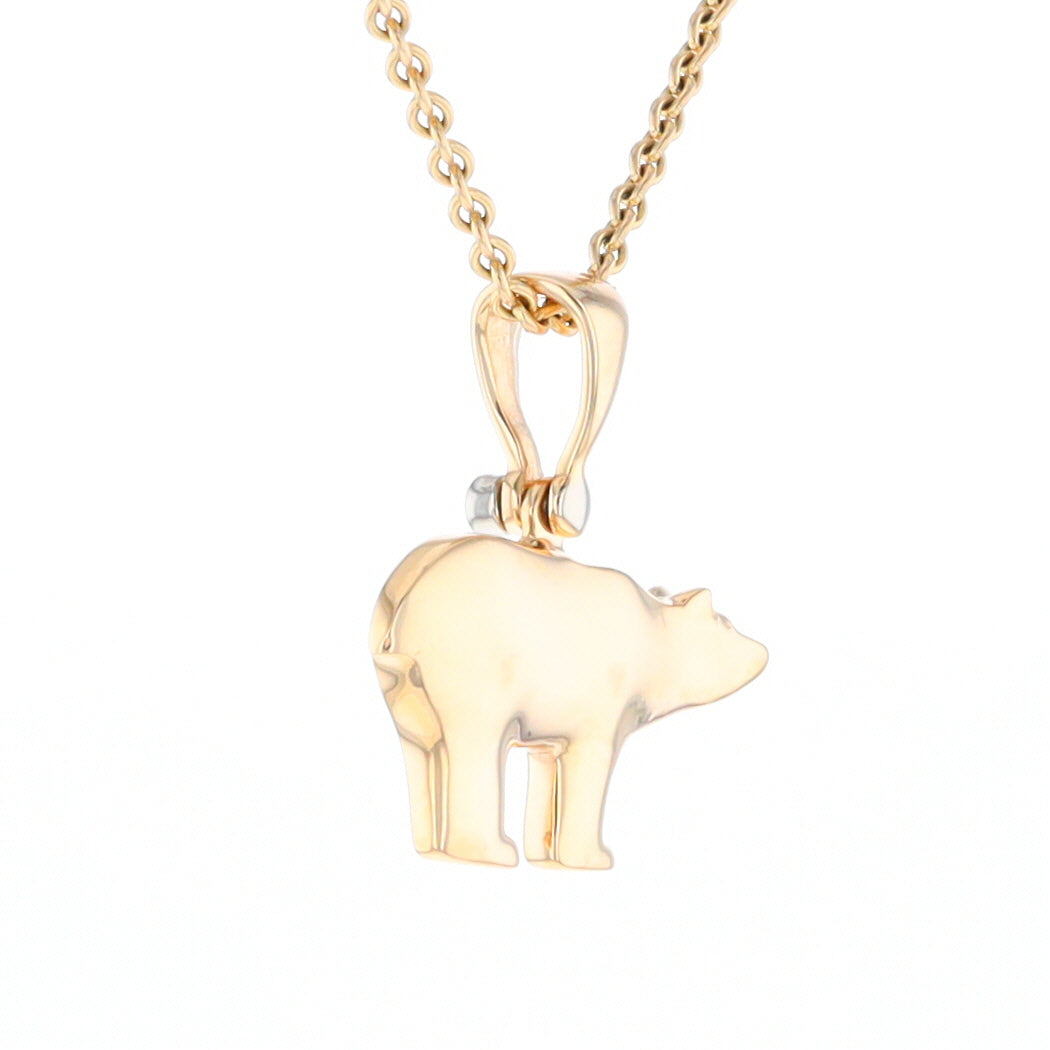 Gold Quartz Inlaid Polar Bear Pendant