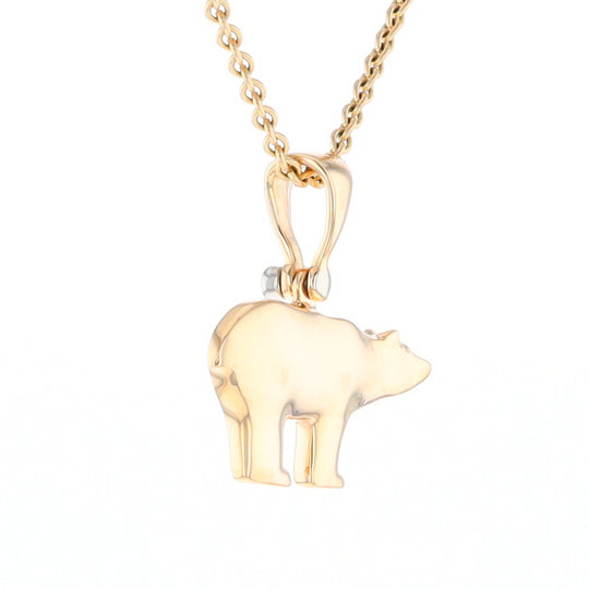 Gold Quartz Inlaid Polar Bear Pendant