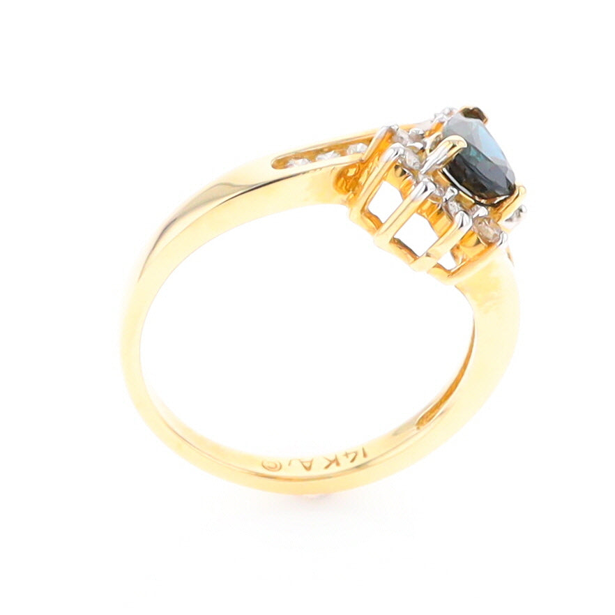Pear Sapphire Diamond Twist Halo Ring