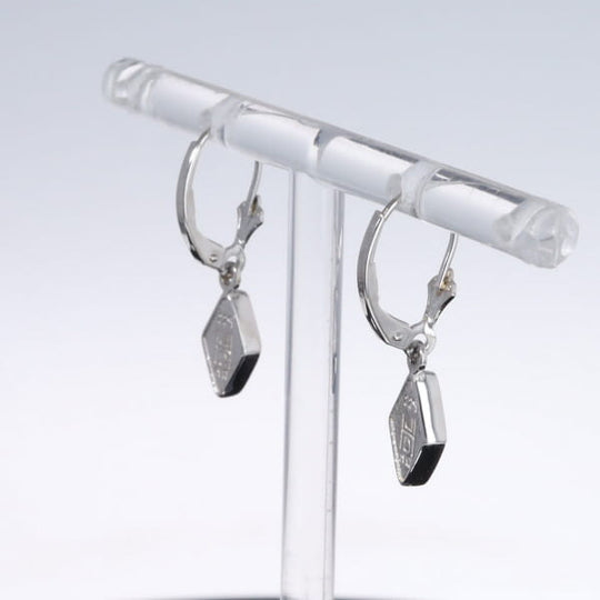 Opal Earrings Diamond Shape Inlaid Design Lever Backs