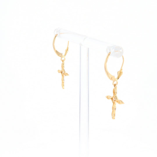 Two-Tone Diamond Cross Earrings