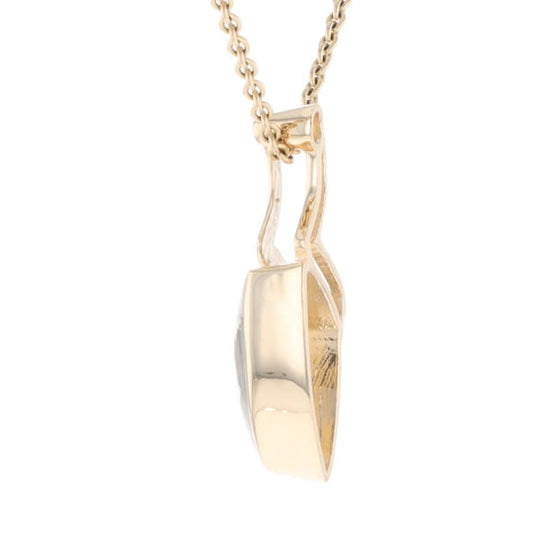 Gold Quartz Triangulare Inlaid Pendant with Diamond Accent
