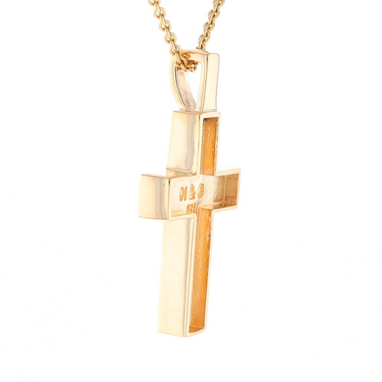 Gold Quartz Pendant Cross Design 3 Section Inlaid Pendant