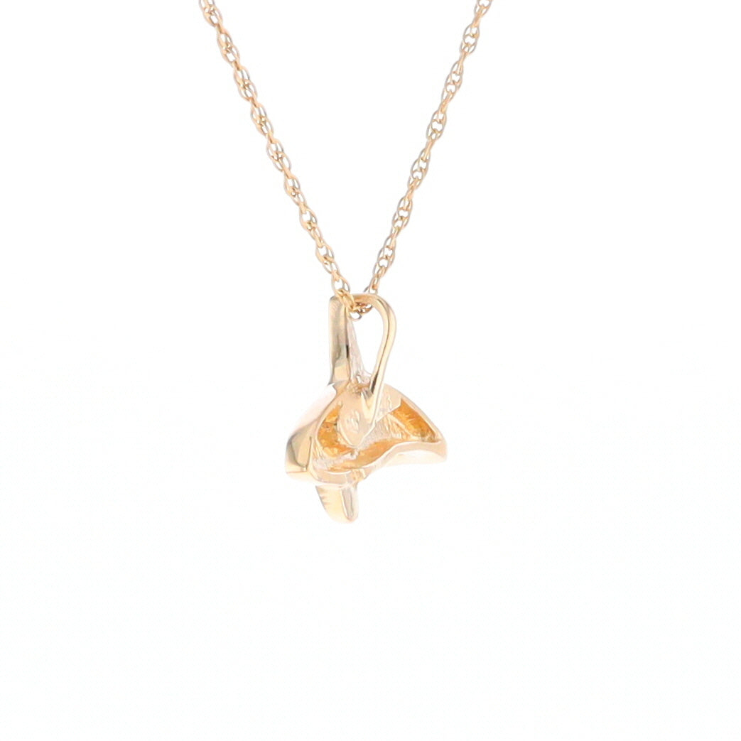 Gold Quartz Necklace Orca Killer Whale Inlaid Sea Life Pendant