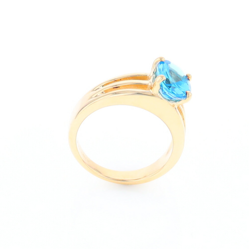 Split Shank Oval Blue Topaz Ring