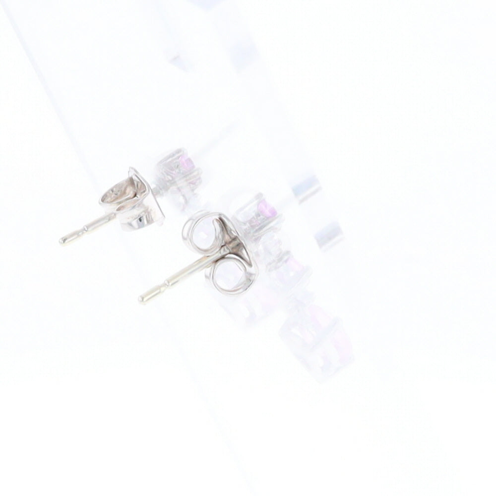 Synthetic Pink Sapphire Dangle Heart Earrings