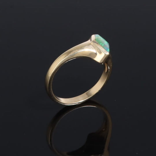 Ethiopian Opal Rings Diamond Shape Inlaid Design