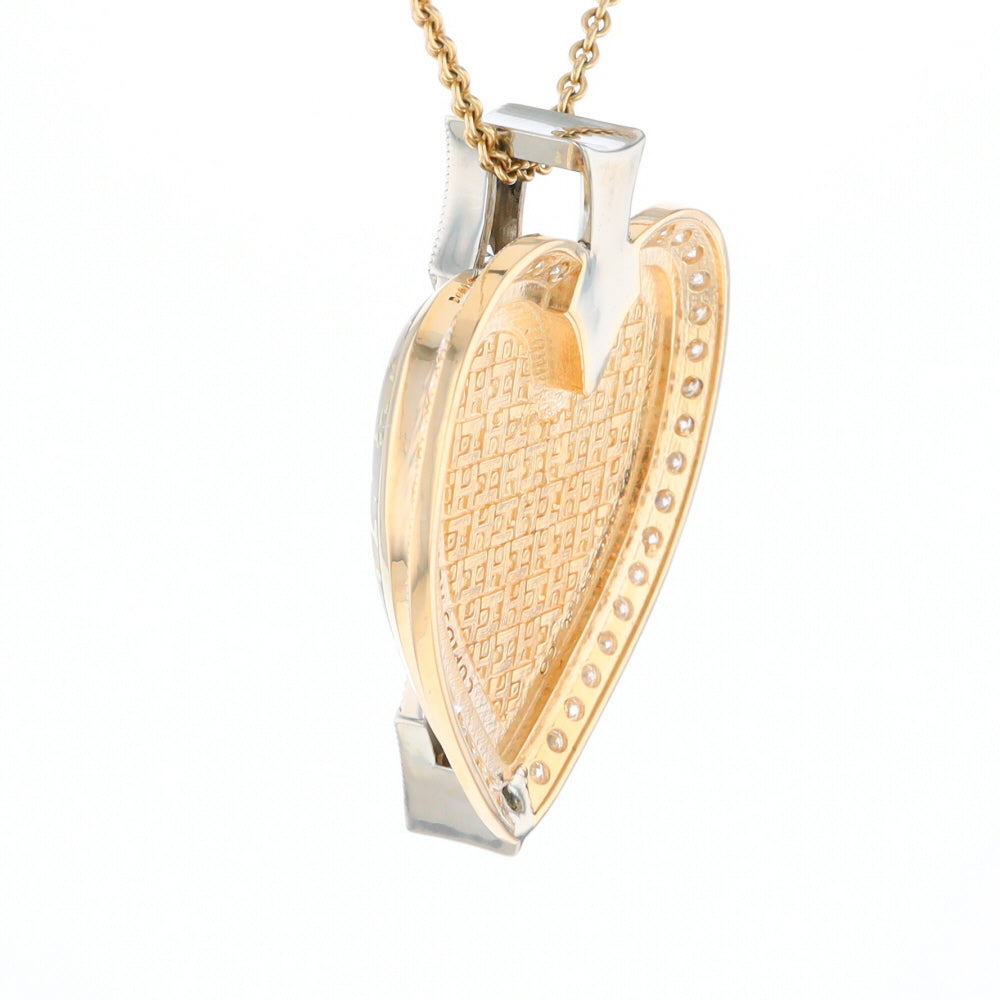 Gold Quartz Necklace Cupid's Revenge 2.24ctw Diamonds Heart Pendant (G1)