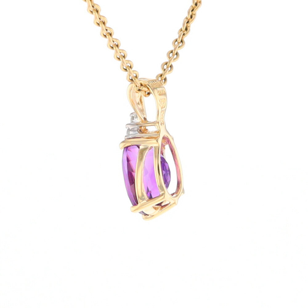 Oval Amethyst Diamond Pendant