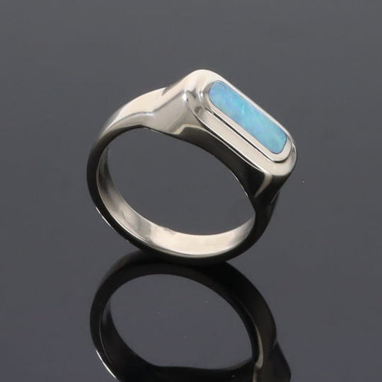 Opal Rings Rectangle Inlaid Design Lady's Ring