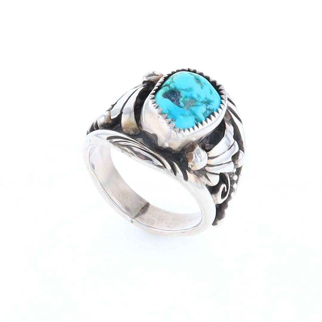 Navajo Turquoise and Feather Design Ring