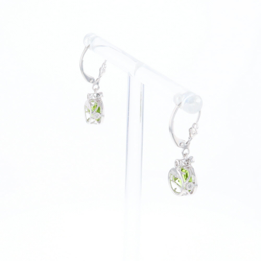 Peridot Dangle Earrings with Diamond Accents