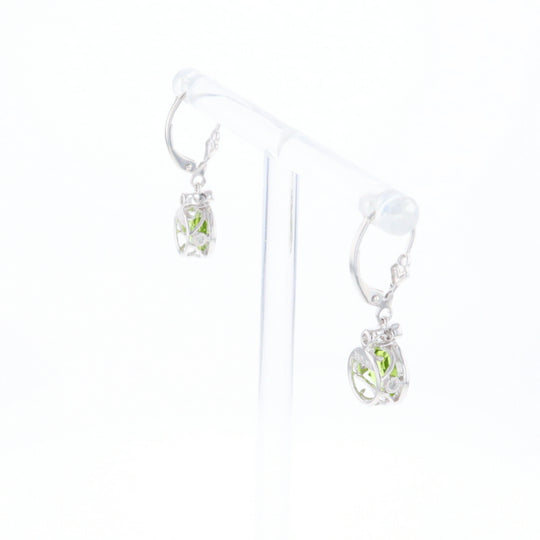 Peridot Dangle Earrings with Diamond Accents