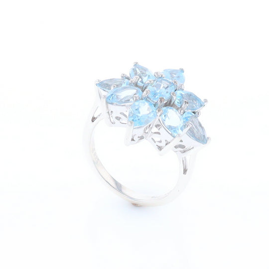 Blue Topaz Flower Ring