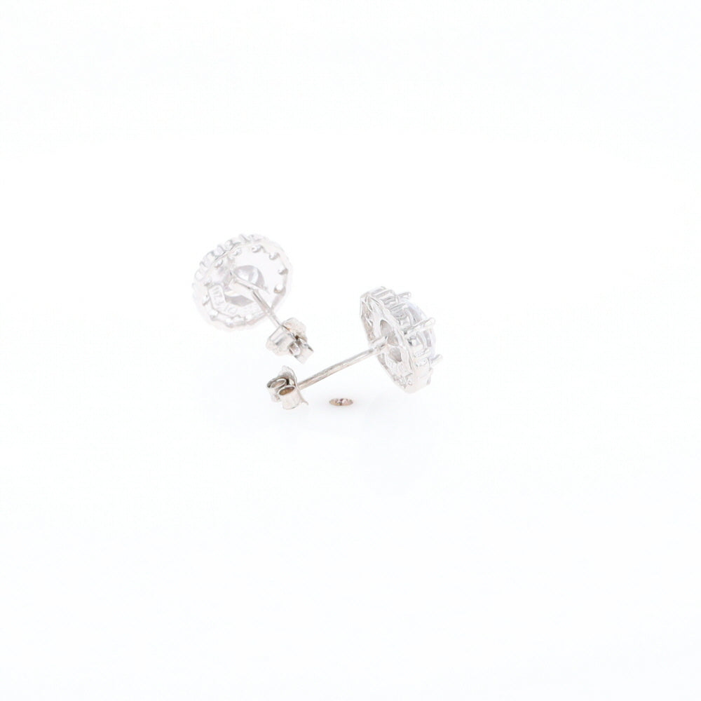 Cubic Zirconia Halo Stud Earrings