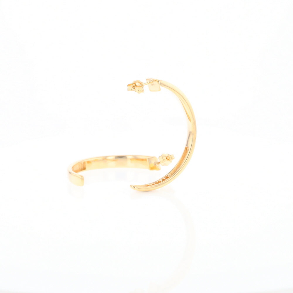 Gold Quartz Hoop Earrings 3 Section Inlaid Design G2