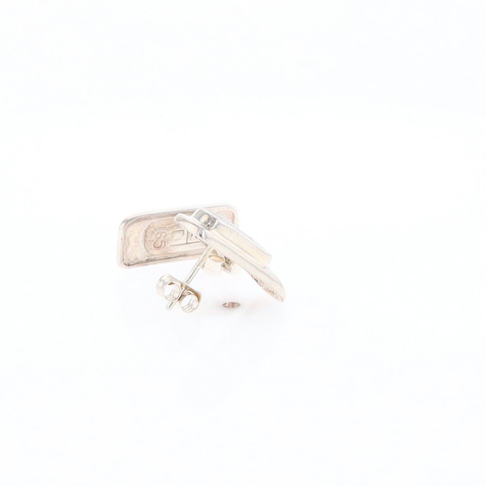 Gold Quartz Inlaid Rectangle Stud Earrings - G3