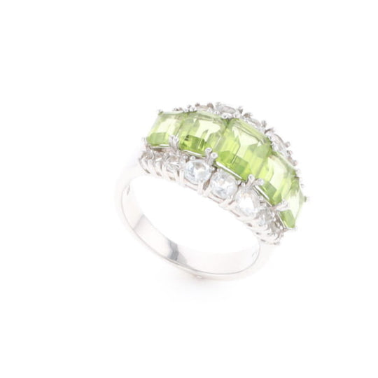 Peridot and CZ Cocktail Ring