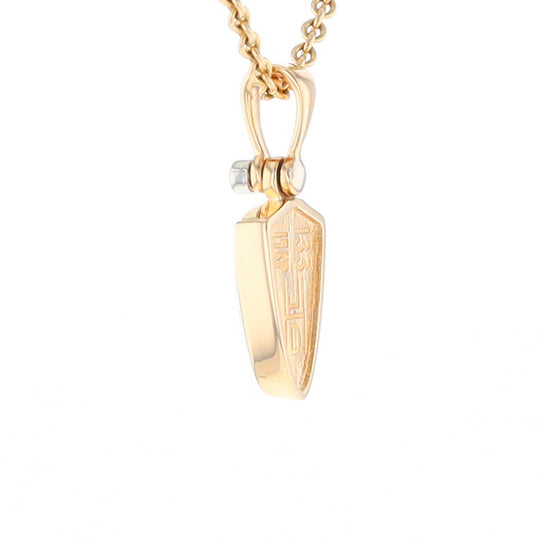 Gold Quartz Necklace Shield Shape Inlaid Pendant with .02ct Diamond