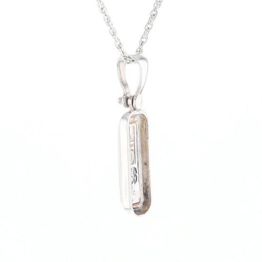 Sterling Silver Gold Quartz Invlaid Rectangle Bar Pendant - G3