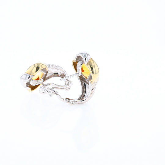 Two-Tone Checkerboard Citrine Earrings