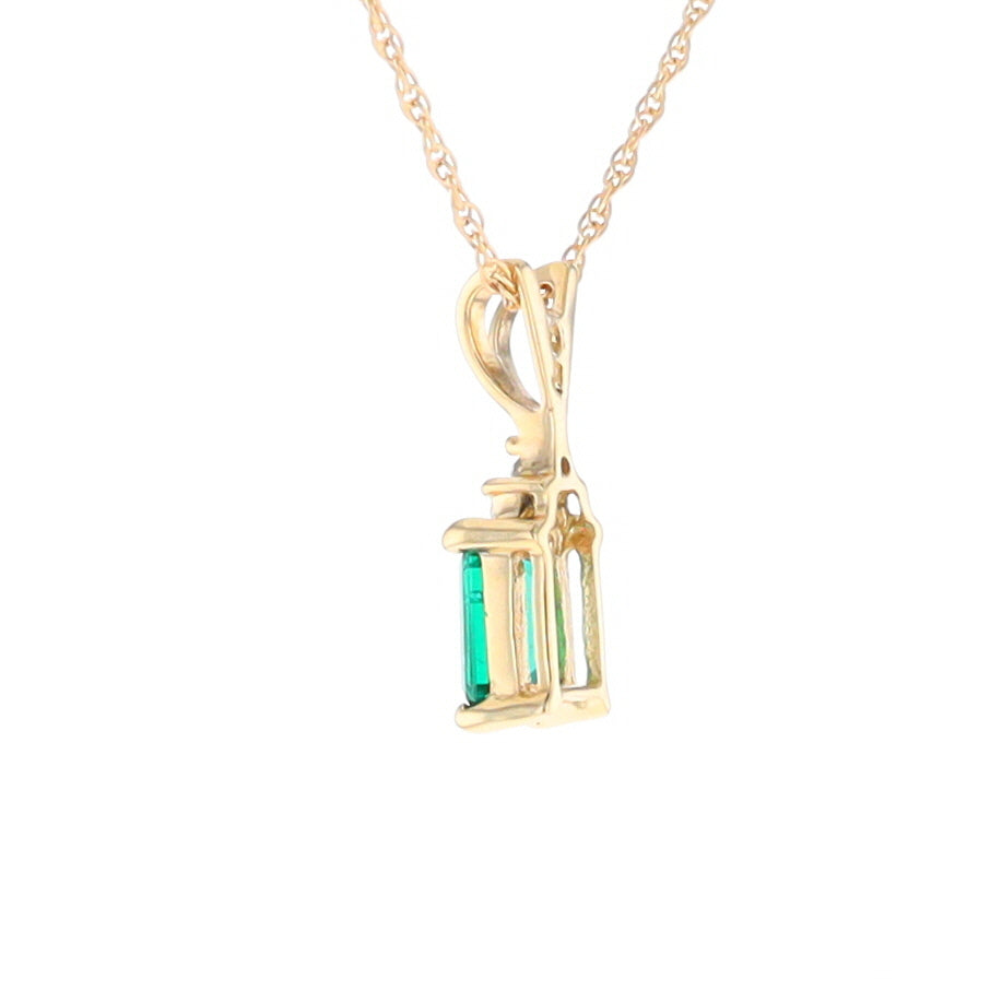 Synthetic Emerald Pendant with Diamond Accents