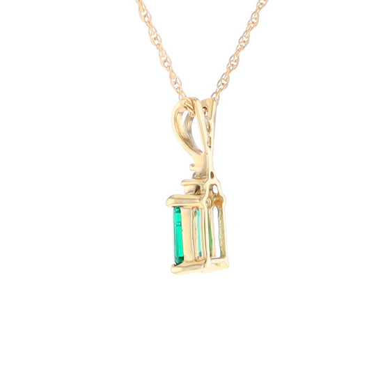 Synthetic Emerald Pendant with Diamond Accents