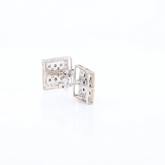 Square White & Chocolate Diamond Earrings