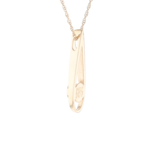 Open Teardrop Round Gold Quartz Inlaid Pendant
