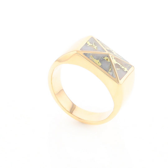 Four Section Gold Quartz Inlaid Men's Ring G2