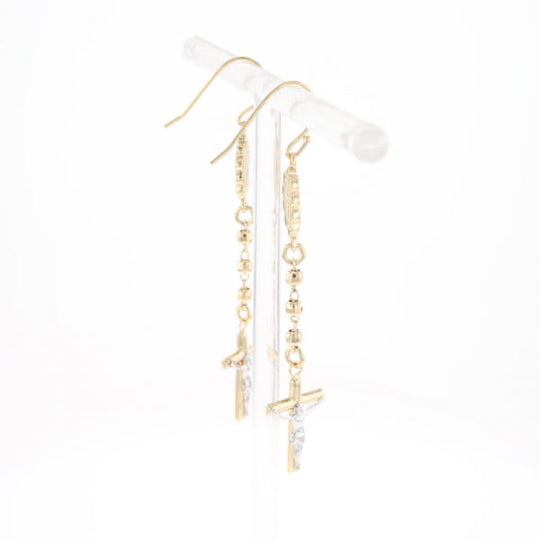 Gold Plated Virgin Mary and Crucifix Dangle Earrings