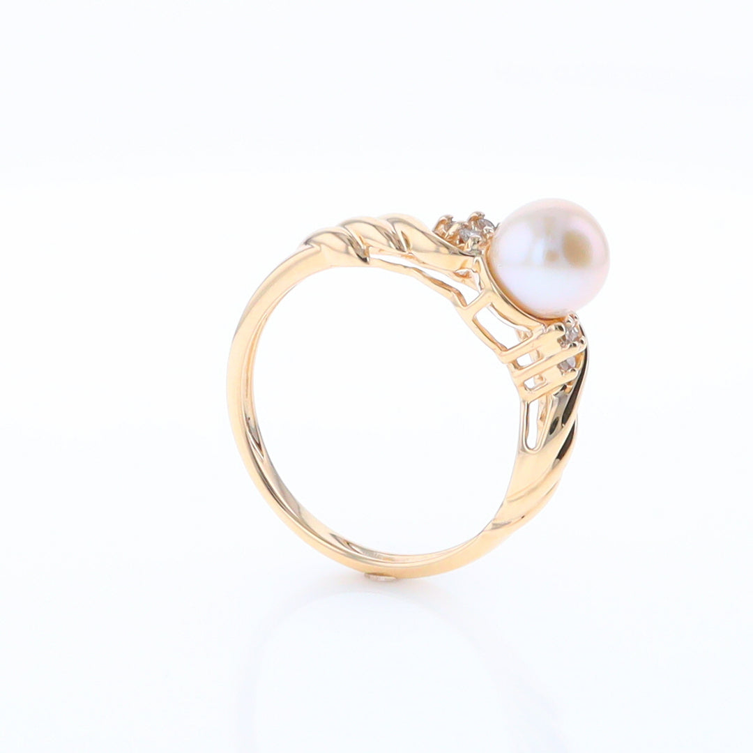 Pearl and Diamond Twist Ring