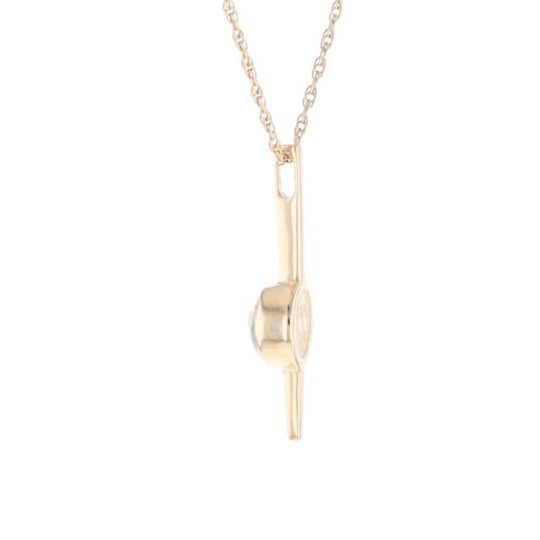 Gold Quartz Necklace Bar Design Round Fine Quality Inlaid Pendant