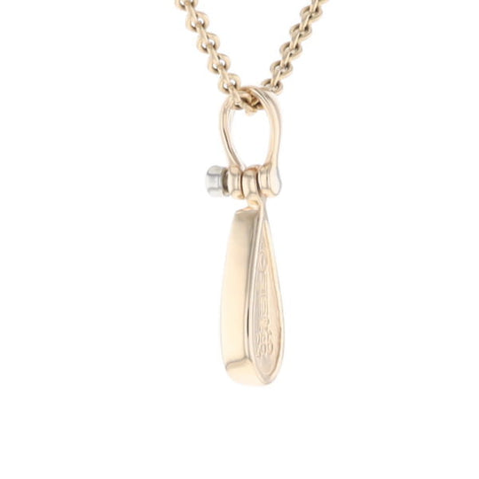Gold Quartz Pendant Tear Drop Inlaid Design with .02ct Diamond