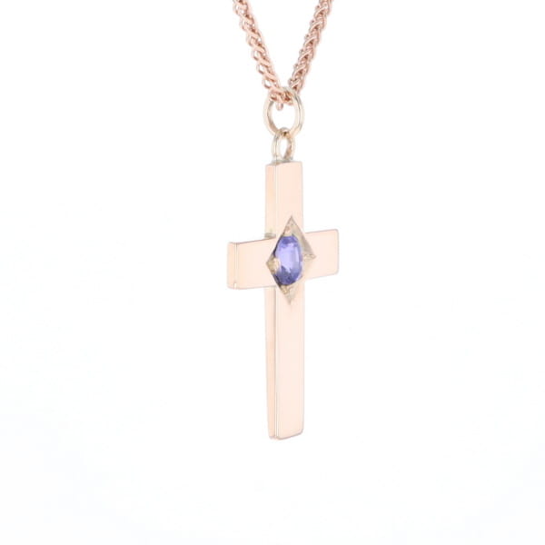 Cross Pendant with Purple Sapphire
